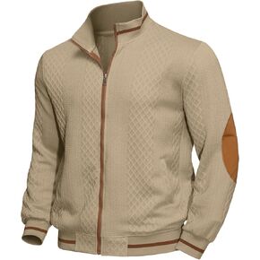 سترة الرجال خفيفة الوزن جاكار الكامل zip Stand Stand Twic in Kuwait