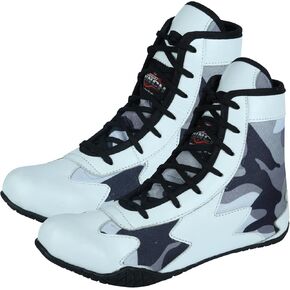 Men's Boxing & Wrestling Shoes – Premium Leather, Ankle Support, Non-Slip Grip (Black Camo, Blue Camo, Red Camo) in Kuwait