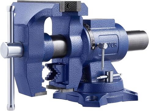 VEVOR Bench Vise 6 Inch, Double Swivel Rotating Heavy Duty Vise Head/Body Rotates 360°,Pipe Vise Bench Vices 30Kn Clamping Force,for Clamping Fixing Equipment Home or Industrial Use in Saudi Arabia