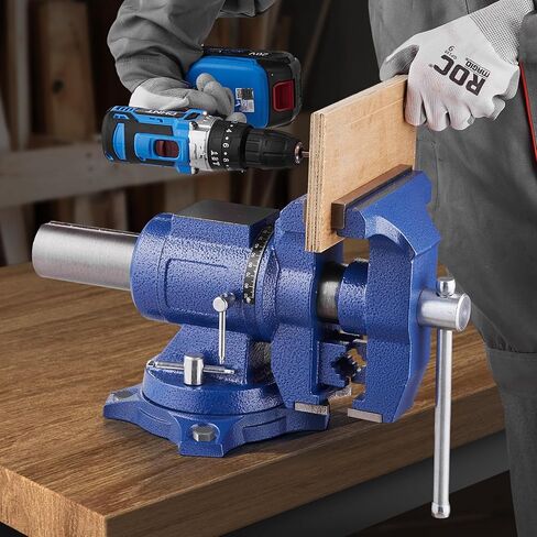 VEVOR Bench Vise 6 Inch, Double Swivel Rotating Heavy Duty Vise Head/Body Rotates 360°,Pipe Vise Bench Vices 30Kn Clamping Force,for Clamping Fixing Equipment Home or Industrial Use in Saudi Arabia
