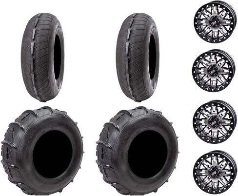 أربعة إطارات رمل أمامية وخلفية 32x15 Tusk Sand Lite الأمامية والخلفية مثبتة على عجلات Tusk Teton Beadlock - Polaris UTVS - 4/156 نمط الترباس - يشمل مكسرات العروة (تصليح ، 5+5 إزاحة العجلة الخلفية) in Saudi Arabia