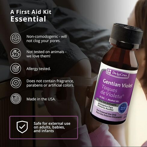 De La Cruz Gentian Violet - Violeta de Genciana - صبغة البنفسجي 1 ٪ من الإسعافات الأولية المطهر ، 1 fl oz in Saudi Arabia