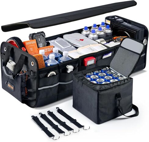 AstroAI Car Trunk Organizer Storage Large for SUV, Truck, Pickup, Collapsible Trunk Organizer Portable Storage Box with Cooler Bag, Foldable Cover, Nylon Handles, PU Bottom and PE Plate in Saudi Arabia