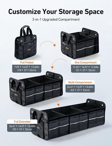 AstroAI Car Trunk Organizer Storage Large for SUV, Truck, Pickup, Collapsible Trunk Organizer Portable Storage Box with Cooler Bag, Foldable Cover, Nylon Handles, PU Bottom and PE Plate in Saudi Arabia