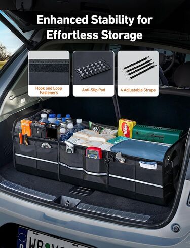 AstroAI Car Trunk Organizer Storage Large for SUV, Truck, Pickup, Collapsible Trunk Organizer Portable Storage Box with Cooler Bag, Foldable Cover, Nylon Handles, PU Bottom and PE Plate in Saudi Arabia