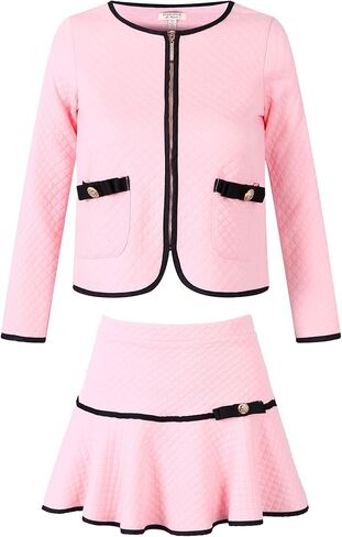 Richie House Girls Girls Skirt 2p مجموعة طويلة الأكمام سترة معطف معطف الحزب تنورة السقوط الزي Rhk3008 in Kuwait