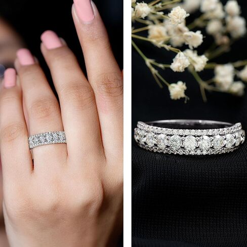Band Moissanite Half Edernity المعتمد للنساء ، D -VS1 جودة ، حلقة الذكرى الذكرى المويسانيت - مثالية للهدية in Kuwait
