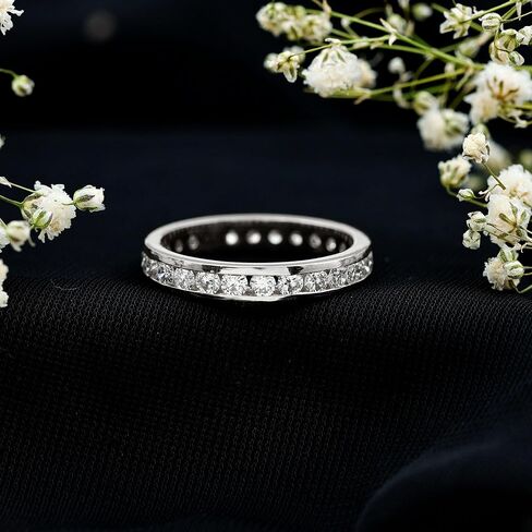 Certified Lab Grown Diamond Wedding Band, Ef-Vs Quality, Channel Set Diamond Full Eternity Ring - Ready To Gift in Saudi Arabia
