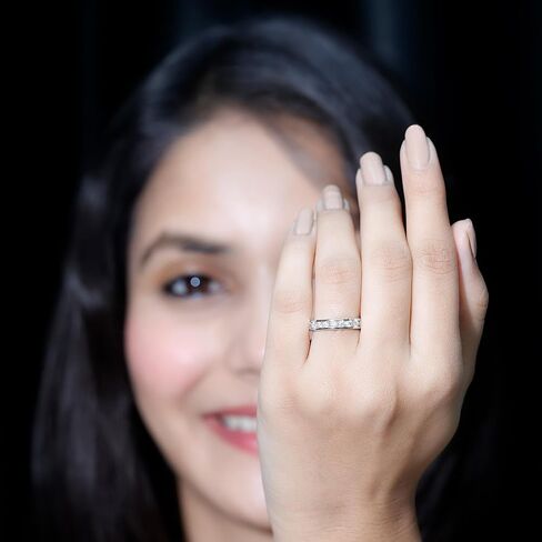Certified Lab Grown Diamond Wedding Band, Ef-Vs Quality, Channel Set Diamond Full Eternity Ring - Ready To Gift in Saudi Arabia