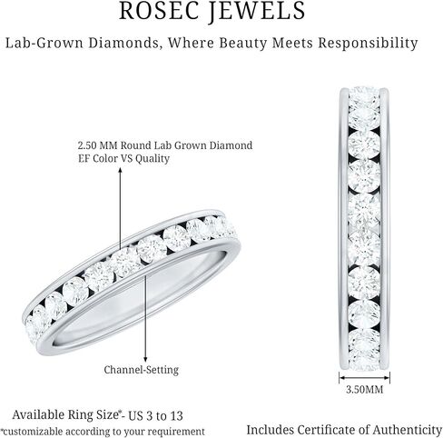 Certified Lab Grown Diamond Wedding Band, Ef-Vs Quality, Channel Set Diamond Full Eternity Ring - Ready To Gift in Saudi Arabia