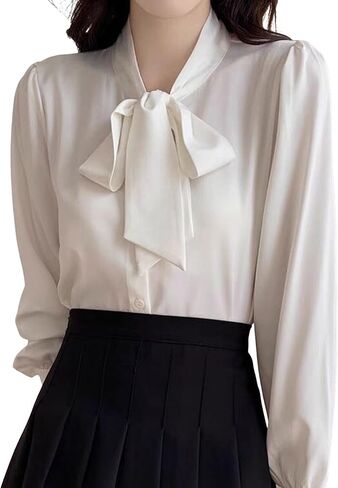 Women's Blouse Satin Silk Shirt Button Down Shirt Casual Loose Long Sleeve Work Long Edition Womens Shirts in Saudi Arabia
