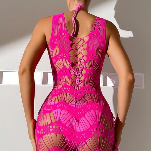 Lingerie for Women Sexy Fishnet Bodycon Dress Hollow Out Beach Cover Up Mesh Chemise One Piece Babydoll Mini Dress in Saudi Arabia