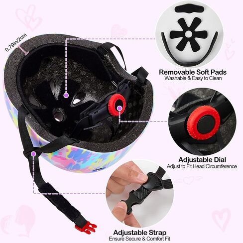 Kids Helmet, Bike Helmets for Kids 8-14 with Knee Pads and Elbow Pads Wrist Guards, Youth Girls Adjustable Bike Helmet with DIY Cat Ears Skateboard Helmet for Scooter Skating Cycling in Saudi Arabia