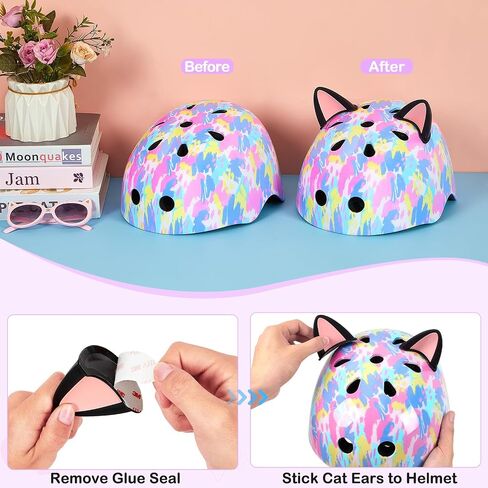 Kids Helmet, Bike Helmets for Kids 8-14 with Knee Pads and Elbow Pads Wrist Guards, Youth Girls Adjustable Bike Helmet with DIY Cat Ears Skateboard Helmet for Scooter Skating Cycling in Saudi Arabia