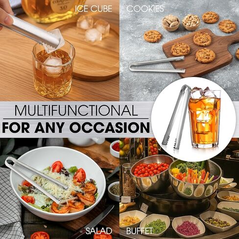 ملقط ثلج من دوغاتو، قطعتان صغيرتان من الفولاذ المقاوم للصدأ مقاس 6.3 بوصة مع أسنان حادة تجعل الإمساك بالثلج أمرًا سهلاً، من أجل دلو الثلج ومكعبات السكر والقهوة لتقديم الطعام في بار القهوة in Kuwait