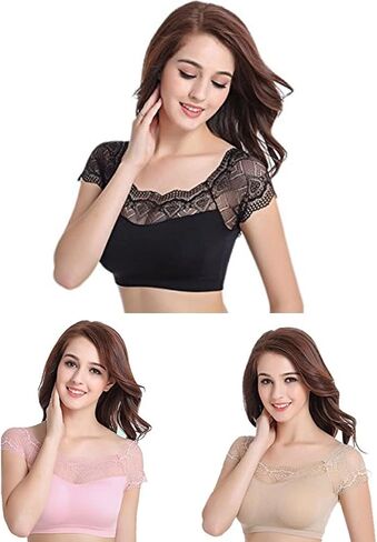 DRESHOW Lace Bralette Tank Tops Wireless Bra Lace Crop Top Removeable Pads Yoga Sports Bra Undershirt for Women & Teens in Saudi Arabia