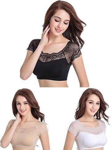 DRESHOW Lace Bralette Tank Tops Wireless Bra Lace Crop Top Removeable Pads Yoga Sports Bra Undershirt for Women & Teens in Saudi Arabia
