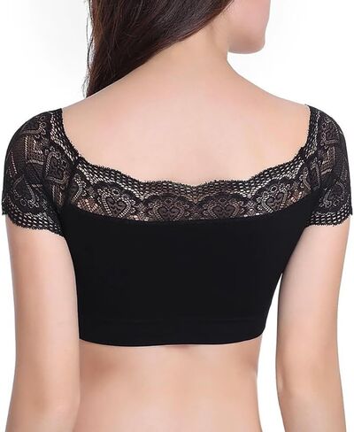 DRESHOW Lace Bralette Tank Tops Wireless Bra Lace Crop Top Removeable Pads Yoga Sports Bra Undershirt for Women & Teens in Saudi Arabia