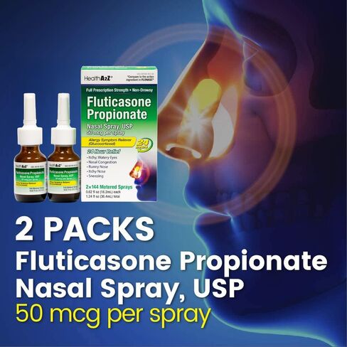 HealthA2Z® Fluticasone Propionate Nasal Spray | 50 mcg per Spray | 24 Hour Allergy Relief | 144 Sprays | 0.62 fl oz. (18.2mL) | Relief from Nasal Congestion | Runny Nose | Sneezing in Saudi Arabia