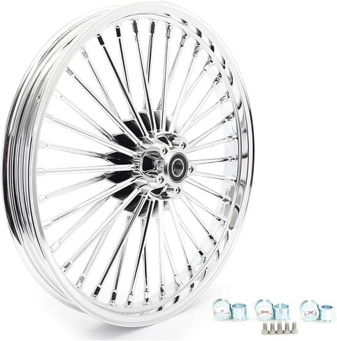 TOFR 21x2.15 Chrome Front Wheel Rim 36 Fat King Spokes Tubeless For Harley Dyna FXD Super Glide FXDL Low Rider FXDB Street Bob FXDWG Wide Glide 2000-2017 2011 2012 2013 2014 2015 2016 in Saudi Arabia