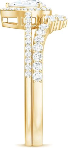 خاتم الخطوبة على شكل كمثرى معتمد من Moissanite 4x6 مع مُحسّن ، جودة D-VS1 ، مجموعة خاتم الزفاف Moissanite in Saudi Arabia