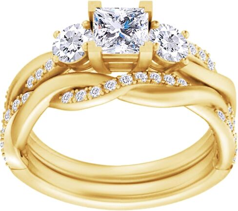 SAVEARTH DIAMONDS 3-Stone Infinity Bridal Ring Set, Center 5MM Princess Moissanite Diamond Engagement Wedding Rings For Women In 14k Gold Over Sterling Silver (1.50 Ctw) in Saudi Arabia