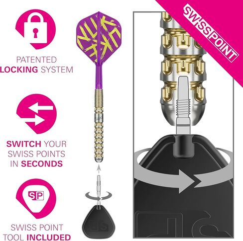 TARGET Darts Luke Littler Gen 1 Prodigy Steel Tip Swiss Point Darts, 90% Tungsten Darts, 23G | Generation 1 Gold Steel Tip Darts, Player Edition Swiss Points Dart Sets, K-Flex Flights and Shafts in Saudi Arabia