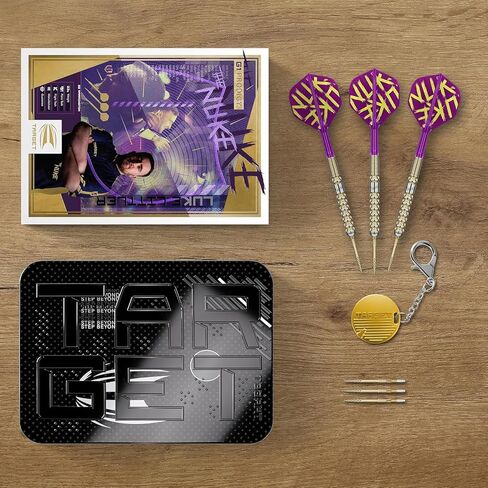 TARGET Darts Luke Littler Gen 1 Prodigy Steel Tip Swiss Point Darts, 90% Tungsten Darts, 23G | Generation 1 Gold Steel Tip Darts, Player Edition Swiss Points Dart Sets, K-Flex Flights and Shafts in Saudi Arabia
