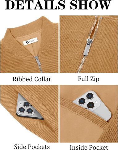 Runcati Mens Corduroy Bomber Jacket خفيفة الوزن lex in Saudi Arabia