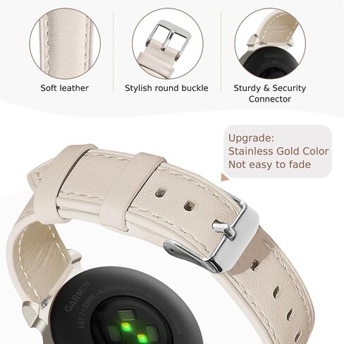 Leather Bands Compatible with Garmin Lily 2, 14mm Top Grain Soft Loop Straps Quick Release Replacement Adjustable Wristband for Lily 2 Classic/Active Smart Watch Accessory for Grace Women in Saudi Arabia