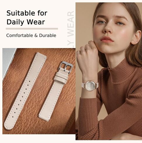 Leather Bands Compatible with Garmin Lily 2, 14mm Top Grain Soft Loop Straps Quick Release Replacement Adjustable Wristband for Lily 2 Classic/Active Smart Watch Accessory for Grace Women in Saudi Arabia