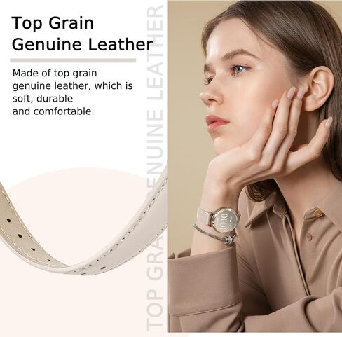 Leather Bands Compatible with Garmin Lily 2, 14mm Top Grain Soft Loop Straps Quick Release Replacement Adjustable Wristband for Lily 2 Classic/Active Smart Watch Accessory for Grace Women in Saudi Arabia