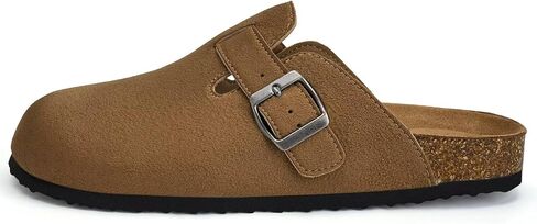 Torotto Mens Clogs Cork Footbed Suede Slippers Arch Support Potato Shoes with Adjustable Buckle in Kuwait
