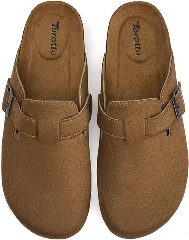 Torotto Mens Clogs Cork Footbed Suede Slippers Arch Support Potato Shoes with Adjustable Buckle in Kuwait