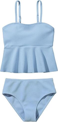 QJQ Girl's 2 Piece High Waisted Swimsuits Ruffle Waffle Bathing Suit Summer Cute Bikini Sets in Saudi Arabia