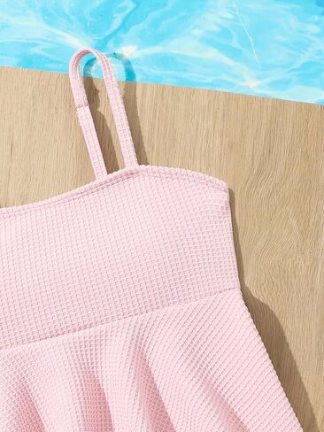QJQ Girl's 2 Piece High Waisted Swimsuits Ruffle Waffle Bathing Suit Summer Cute Bikini Sets in Saudi Arabia