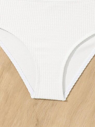 QJQ Girl's 2 Piece High Waisted Swimsuits Ruffle Waffle Bathing Suit Summer Cute Bikini Sets in Saudi Arabia