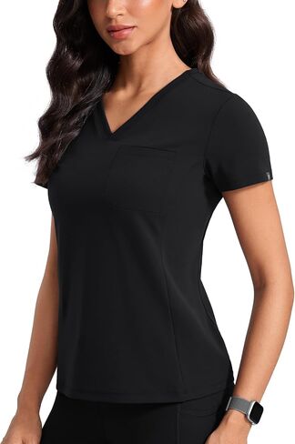 قمم فرك V -neck للنساء - قمصان فرك ناعمة مع قميص طبية جيب Slim Fit Workwear in Kuwait