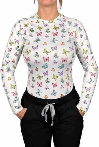 Women’s Athletic Underscrub Top – Long Sleeve, Base Layer, Multicolor Designs, Breathable, Stretch Fabric. in Saudi Arabia