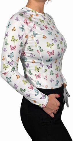 Women’s Athletic Underscrub Top – Long Sleeve, Base Layer, Multicolor Designs, Breathable, Stretch Fabric. in Saudi Arabia