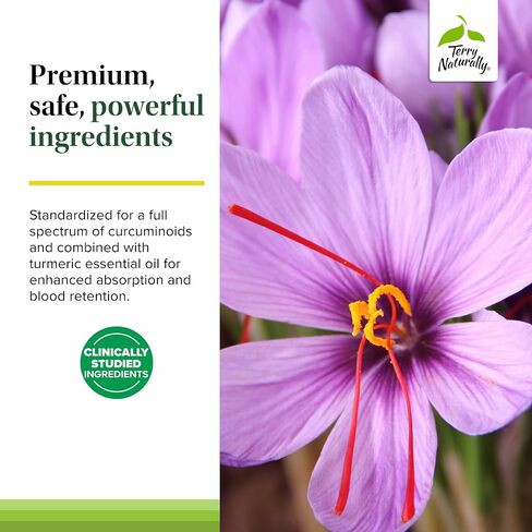 Terry Naturally Saffron Lift + Curcumin - Herbal Supplement with Curcumin - Non-GMO Saffron & Brain Curcumin Capsules - Concentration & Relaxation Support Supplement - 60 Capsules in Saudi Arabia