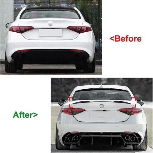 Car Trunk Spoiler Fixed Wind Wing Compatible For Alpha Romeo Juliet Giulia 2015+ Auto Tail Wing Splitter Guard Decoration Wing Accessories(Glossy black) in Saudi Arabia