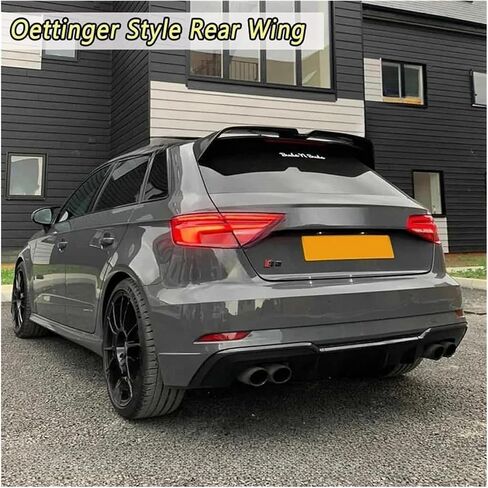 جناح الذيل الخلفي متوافق مع خط Audi A3 S3 S Line 8v 5Doors Hatchback 2013-2020 على غرار السقف الخلفي المفسد المفسد المفسد (الأسود اللامع) in Saudi Arabia