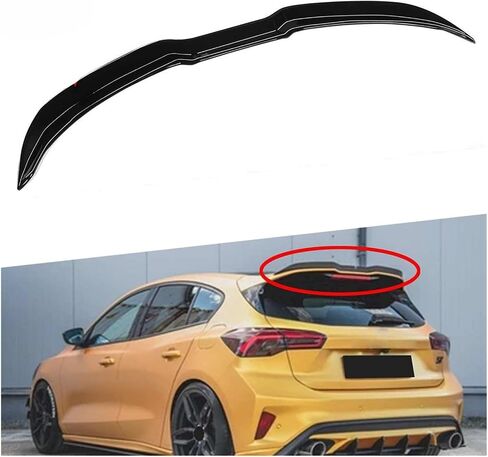 Compatible For Ford Focus MK4 ST-LINE 2019 2020 2021 Car Rear Roof Tail Wing Spoiler Glossy Black Rear Trunk Spoiler Splitter Body Trim Kit(Glossy Black) in Saudi Arabia