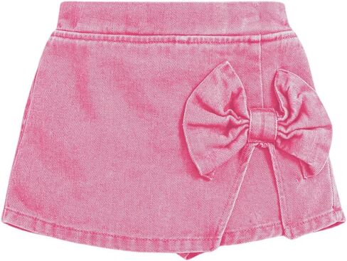 Girl's High Waist Denim Skort Bow Front Split Elastic Waist Summer Casual Jean Skirt Shorts Light Wash 7Y in Saudi Arabia