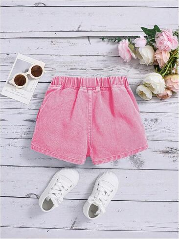 Girl's High Waist Denim Skort Bow Front Split Elastic Waist Summer Casual Jean Skirt Shorts Light Wash 7Y in Saudi Arabia