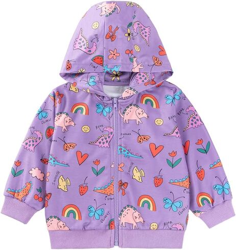 Jackets for Girls Zip Up Hoodie for Toddler Girl Kids Sweatshirt Clothes Cotton Lightweight Outerwear Top Fall Age 1-7 Years in Kuwait