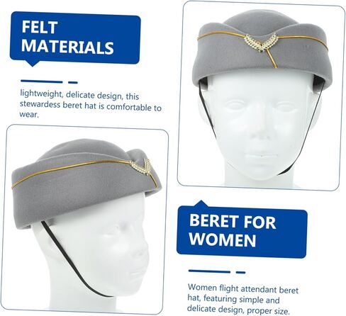 Stewardess Beret Hat Elegant Air Hostess Cap Comfortable and Stylish Flight Attendant Hat for Cosplay Dancing Parties Halloween and Year Celebrations in Kuwait