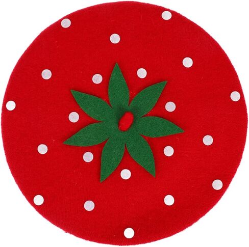 SAFIGLE Cute Strawberry Beret Hat for Kawaii Wool Blend Cap for Parties Travel Daily Wear Lightweight Stylish Accessory for Themed Events in Saudi Arabia