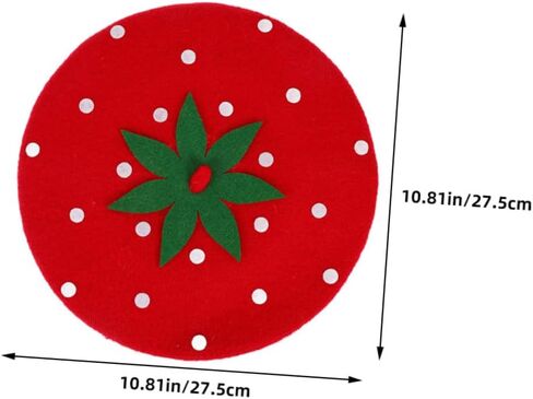 SAFIGLE Cute Strawberry Beret Hat for Kawaii Wool Blend Cap for Parties Travel Daily Wear Lightweight Stylish Accessory for Themed Events in Saudi Arabia